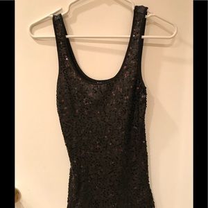 Express Sequin black tank top